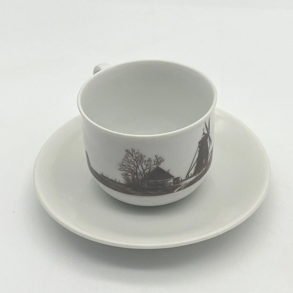 Seltmann Weiden Bavaria Demitasse Tea Cup‎ and Saucer Set Skegrie Mill Windmill